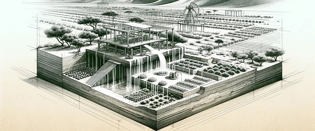 dibujo de instalación de gestión del agua